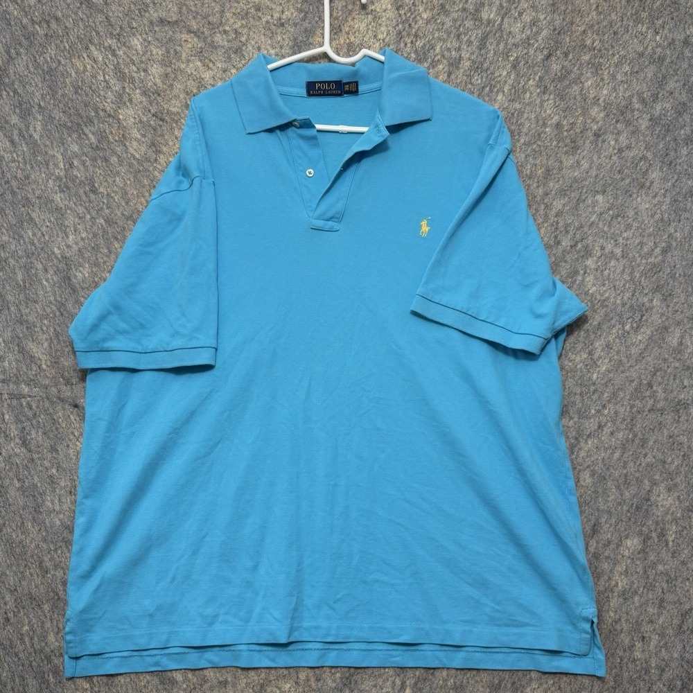 Polo Ralph Lauren Polo Shirt Men’s 2XB Big Turquoise Blue Yellow Pony